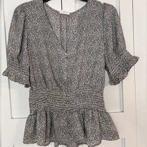 Sienna Sky Black and White Animal Print Top